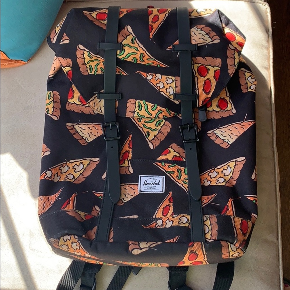 Herschel Supply Company Black Backpack with Pizza Slice Pattern